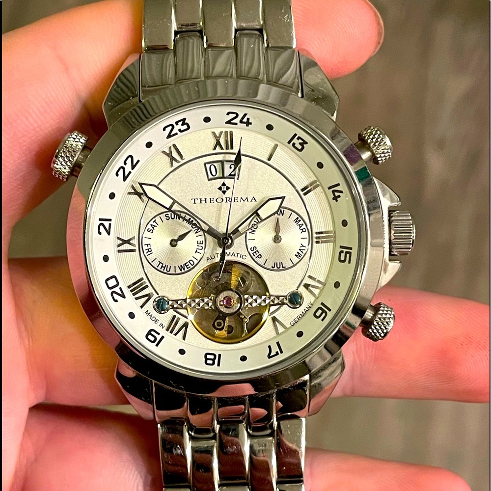 Theorama Marco Polo Skeleton Watch Silver/White